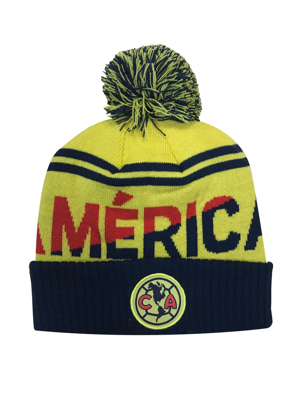 Club America Solid Cuff Pom Beanie