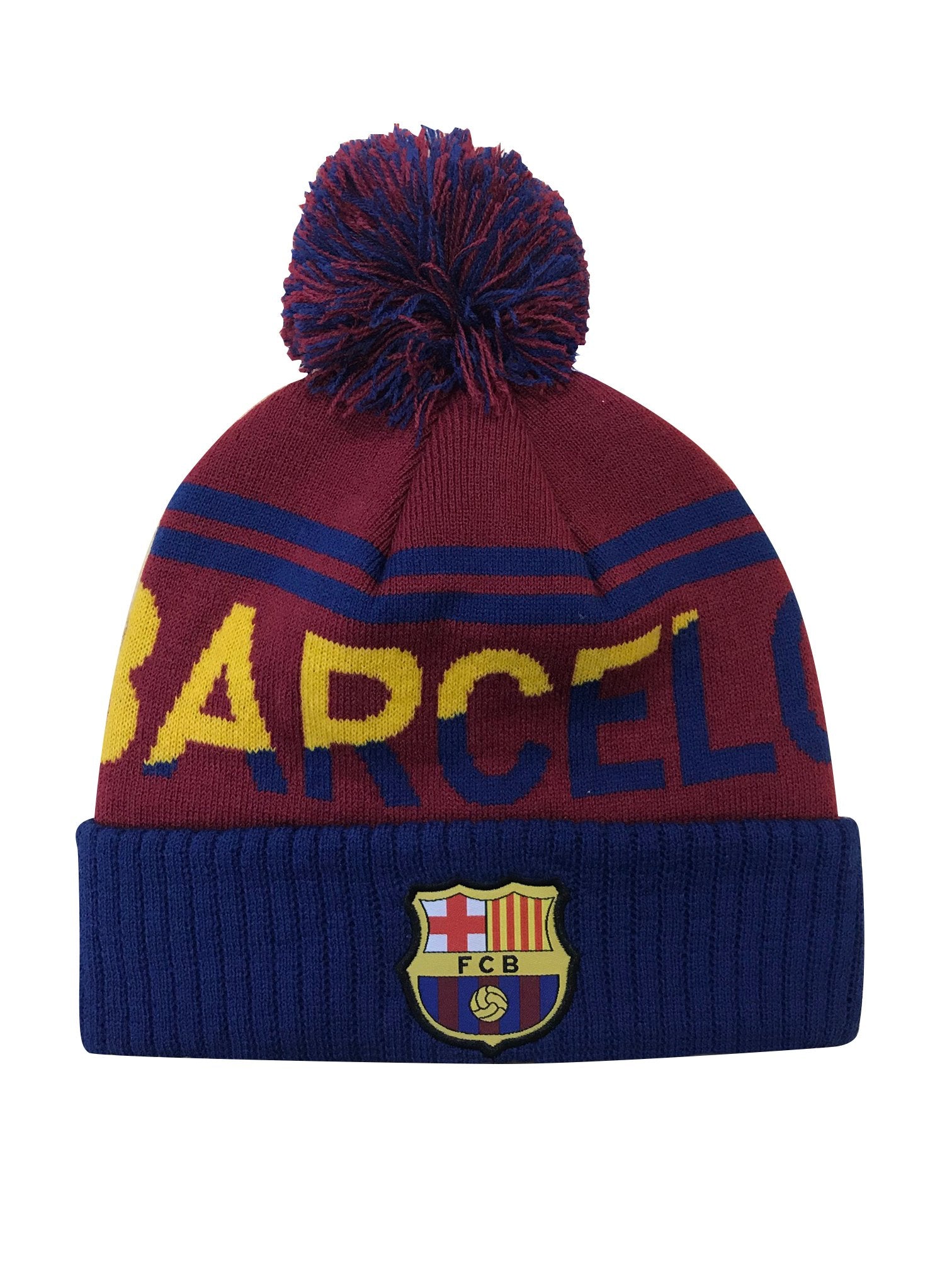 FC Barcelona Solid Cuff Pom Beanie
